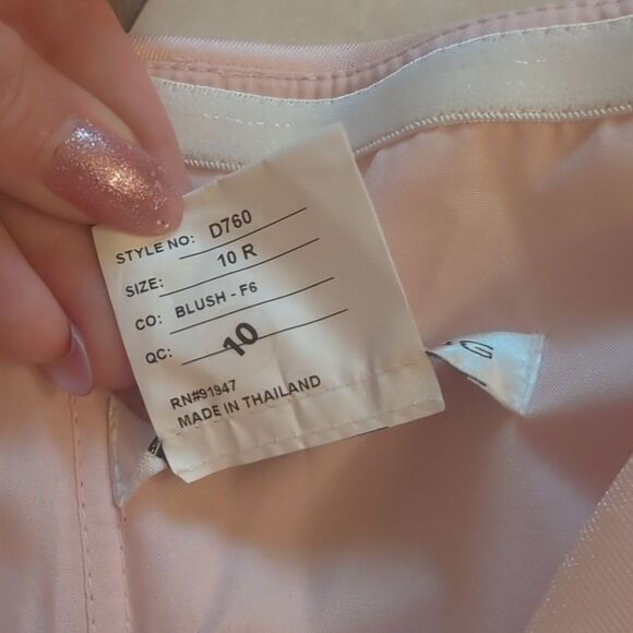 NWT Alfred Sung Off-Shoulder Blush Pink Dress Satin Twill Size 10 - Picture 5 of 14